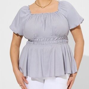 Torrid Lilac Babydoll Milkmaid Top  Size 3X Balloon Puff Sleeve Romantic Peasant